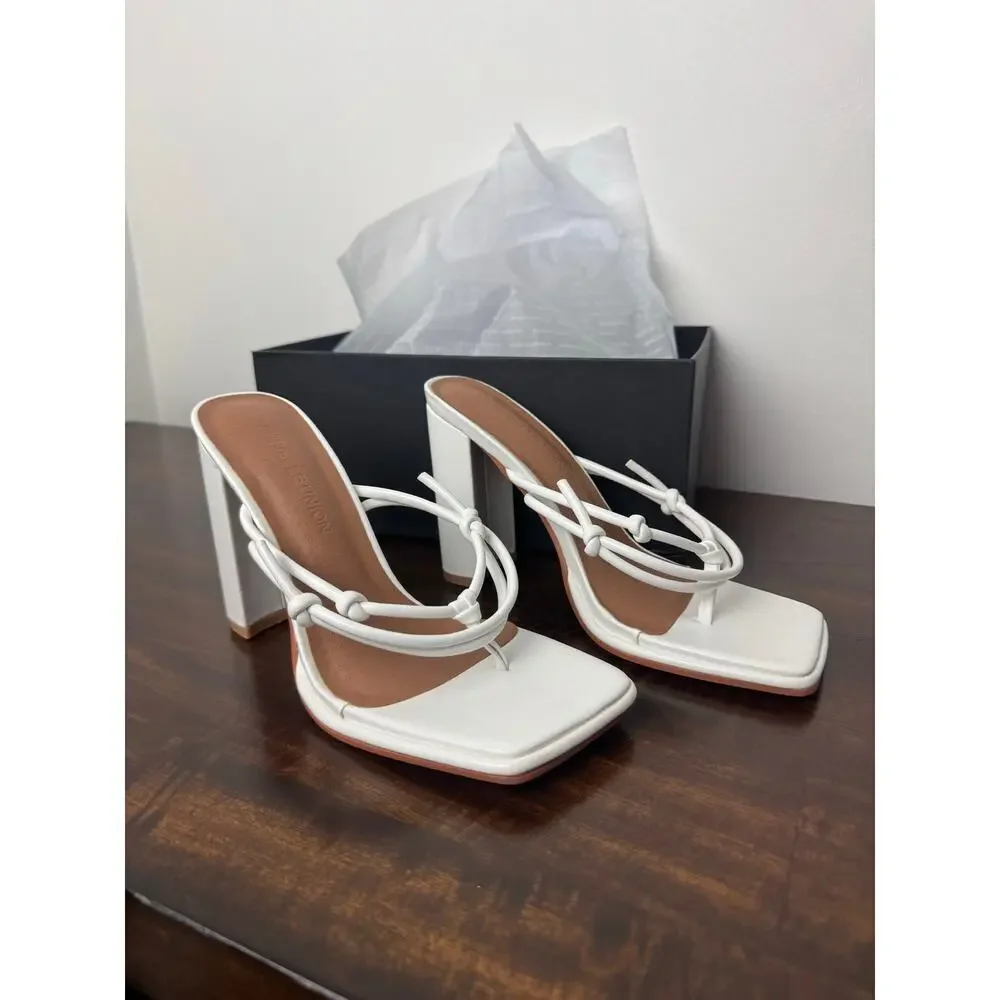 Strappy Block Heel Sandals, White, Size 7 - Gabrielle Union x FTF